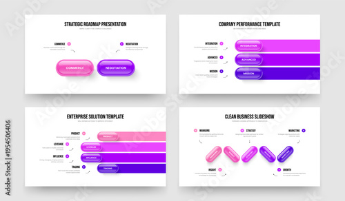 Project Visualization Two Three Four Five Element Diagram Slide Template Vector Illustration Collection. Corporate Analysis 2 3 4 5 Option Infographic Slideshow Layout Bundle.