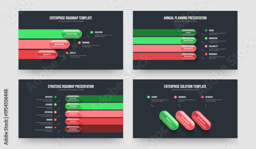 Professional Forecast Three Four Five Step Diagram Slideshow Layout Vector Illustration Collection. Project Visualization 3 4 5 Option Infographic Frame Design Bundle.
