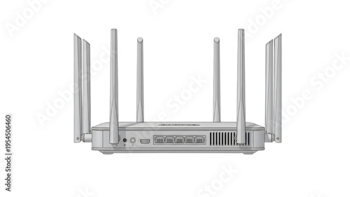 WiFi router rear view, CAD technical networking device drawing