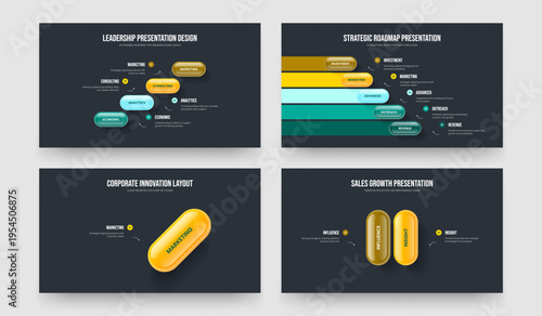 Business Planning Four Five One Two Option Infographic Presentation Layout Vector Illustration Set. Product Campaign 4 5 1 2 Step Diagram Slide Template Bundle.