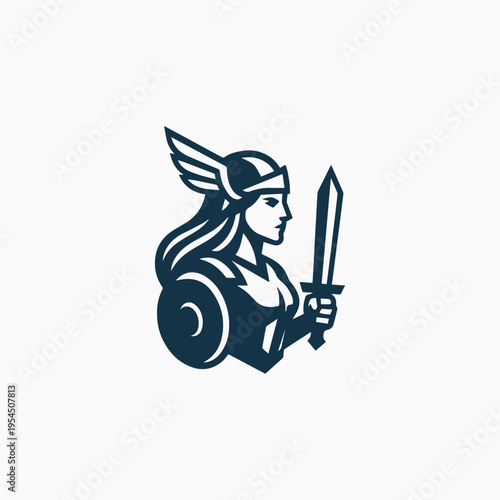 Modern Valkyrie Goddess Logo