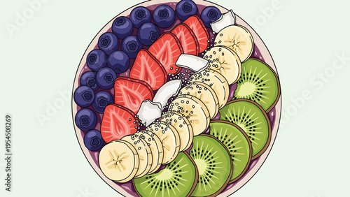 Vibrant Fruit Bowl Illustration for Healthy Food Marketing & Nutrition Content