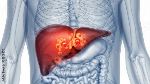 Cyst Concept ,Liver cancer tumor anatomy medical concept showing tumor growth inside organ highlighting disease and internal