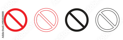 Prohibition Sign Collection with Warning Symbols and Crossed Circle Icons Vector