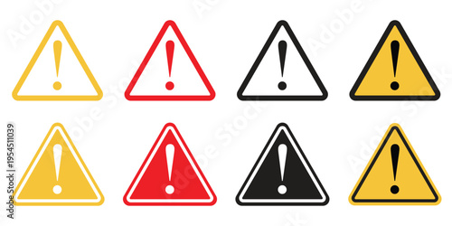 Road Warning Triangle Icons with Danger Alert Symbols and Caution Sign Collection