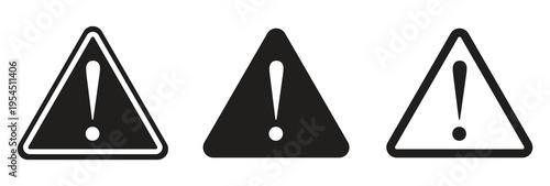 Caution and Warning Triangle Icon Collection with Alert Symbols and Exclamation Mark Signs Vector