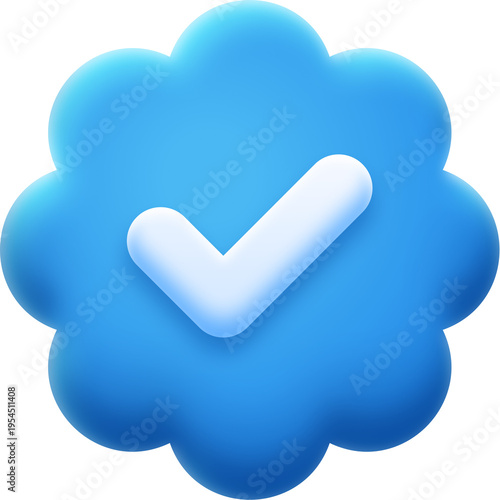 Check mark icon volume blue flower