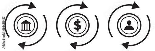 Dollar money transfer icon set. Money transfer icon