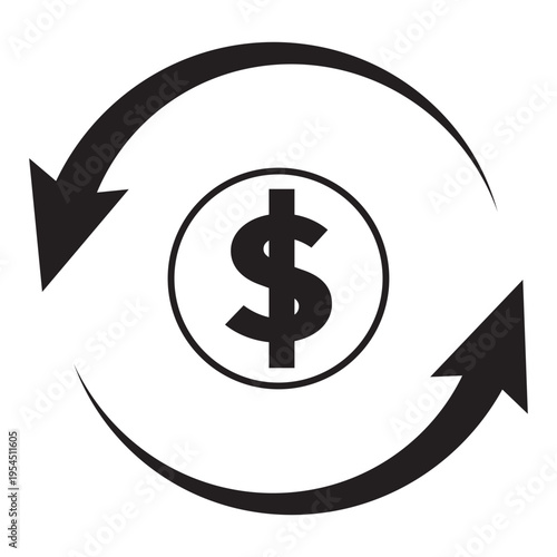 Dollar money transfer icon set. Money transfer icon