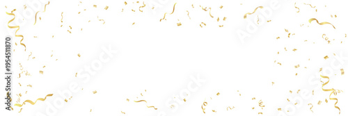 Golden Confetti Explosion, Celebration Background with Transparent PNG Vector