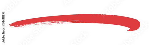 Red brush underline element, underline grunge shape isolated