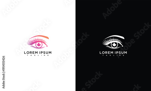 Modern Stylized Eye Logo Design with Gradient and Monochrome Versions