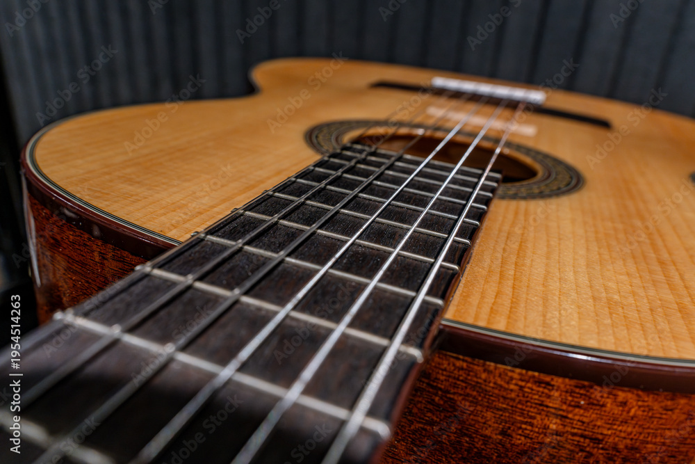 Fototapeta premium Acoustic guitar strings close-up