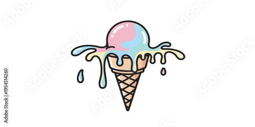 Colorful Ice Cream Cone Dessert Treat.