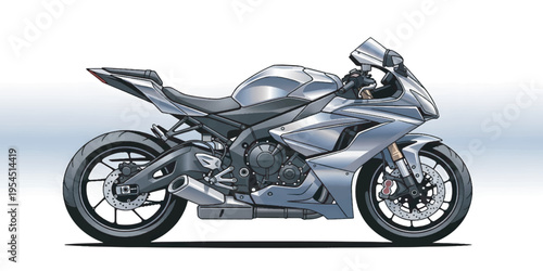 Modern motorcycle in silver color.