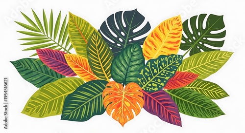 Colorful tropical foliage composition