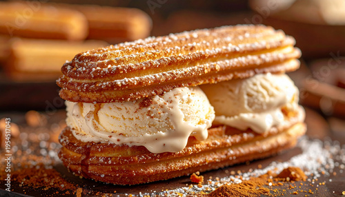 Gourmet Churro Ice Cream Sandwich with Cinnamon Sugar