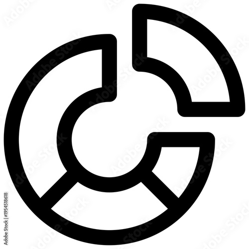 Donut chart slice. Editable stroke vector icon.