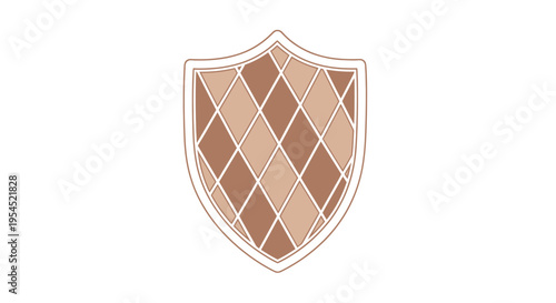 Brown Shield Emblem Icon Symbol.