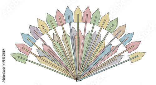 Colorful decorative folding hand fan.