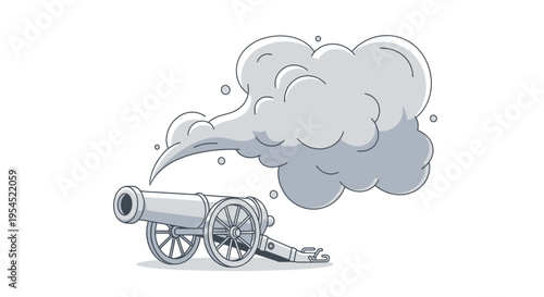 Wallpaper Mural Cannon firing with smoke exploding. Torontodigital.ca