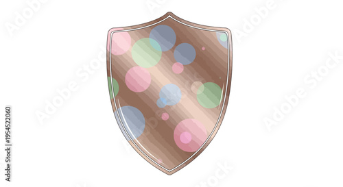 Shiny Metal Shield with Colorful Bokeh.
