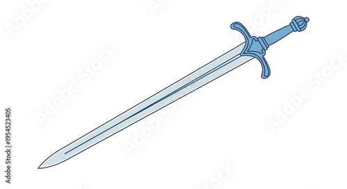 Steel sword with blue handle.