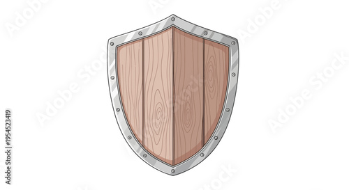Wooden shield with metal border.