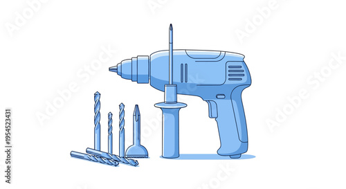 Electric drill with screwdriver bits.