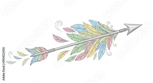 Colorful Feathered Arrow Decoration Design.