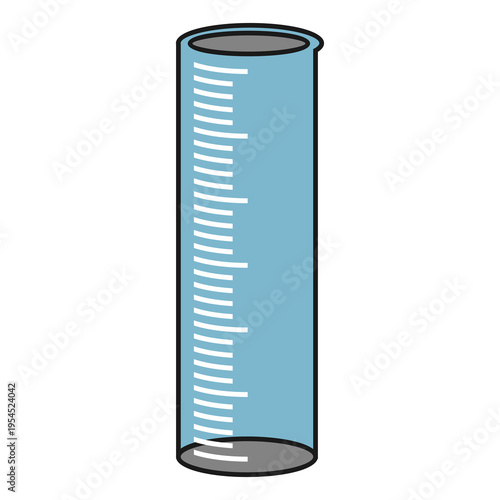 Illustration of a laboratory measuring cylinder, designed in a flat style. Simple design of a laboratory measuring cylinder. Science icon.