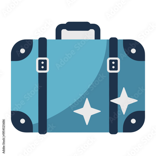 Vector of a blue suitcase with white stars and dark blue straps