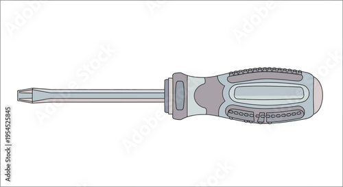 Screwdriver with ergonomic handle closeup.
