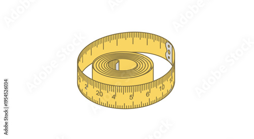 Yellow flexible measuring tape tool.