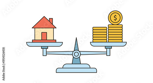 Real Estate Value and Investment Concept with House and Money on Scale