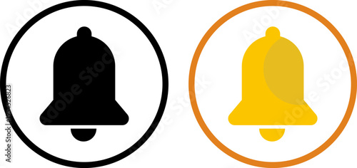 Contrasting bell icons with black and white versus colored background designs