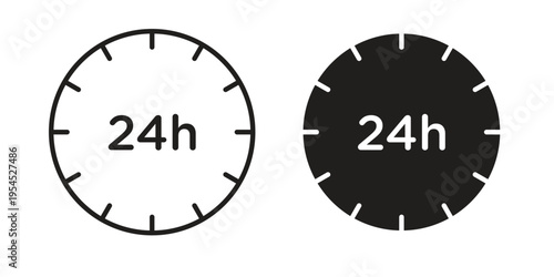 24 Hrs icon collection on white background. Vector icon art.