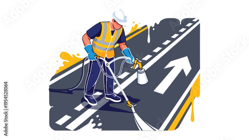 Road Marking Professional at Work: A worker diligently applies road markings, bringing order and direction to the urban landscape. A symbol of progress and infrastructural precision.