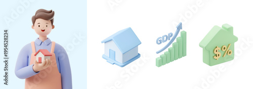 전문 직업을 가진 3D 캐릭터
