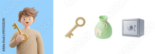 전문 직업을 가진 3D 캐릭터
