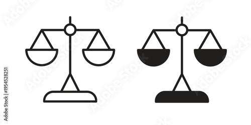 Balance scale icon collection on white background. Vector icon art.