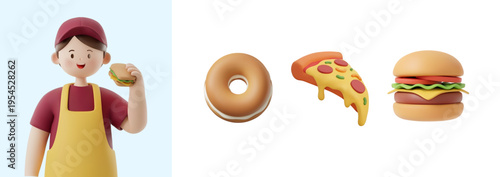 전문 직업을 가진 3D 캐릭터
