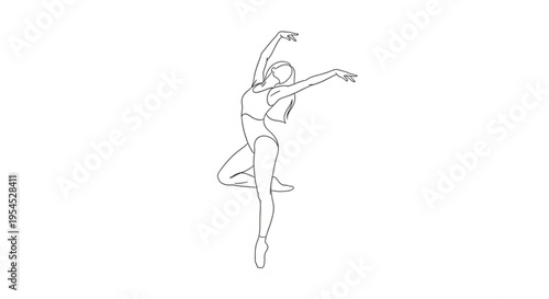 Ballerina Silhouette Dancing Gracefully in Black Vector Art