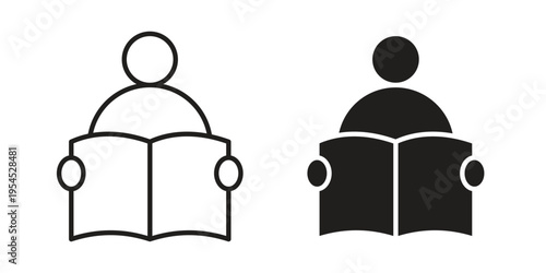 Book open reader icon collection on white background. Vector icon art.