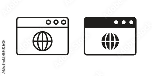Browser icon collection on white background. Vector icon art.