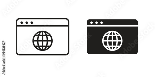 Browser icon collection on white background. Vector icon art.