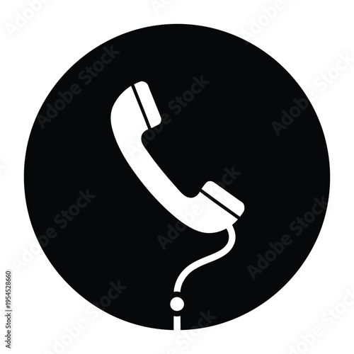 A black circle with a white telephone icon.