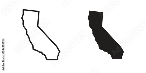 California icon collection on white background. Vector icon art.