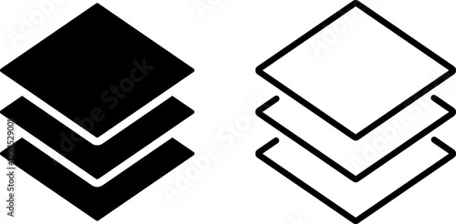 Comparison of filled and outlined stacked square shape designs