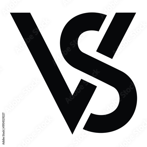 A large black versus symbol on a white background.